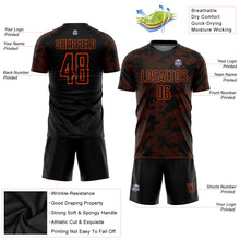 Laden Sie das Bild in den Galerie-Viewer, Custom Black Orange Sublimation Soccer Uniform Jersey