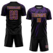 Charger l'image dans la galerie, Custom Black Purple-Gold Sublimation Soccer Uniform Jersey