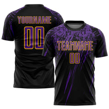 Charger l'image dans la galerie, Custom Black Purple-Gold Sublimation Soccer Uniform Jersey