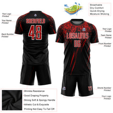 Load image into Gallery viewer, Custom Black Red-White Sublimation Soccer Uniform Jersey
