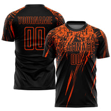 Laden Sie das Bild in den Galerie-Viewer, Custom Black Orange Sublimation Soccer Uniform Jersey