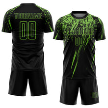 Laden Sie das Bild in den Galerie-Viewer, Custom Black Neon Green Sublimation Soccer Uniform Jersey