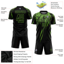Laden Sie das Bild in den Galerie-Viewer, Custom Black Neon Green Sublimation Soccer Uniform Jersey