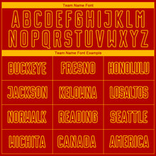 Load image into Gallery viewer, Custom Red Gold Sublimation Soccer Uniform Jersey