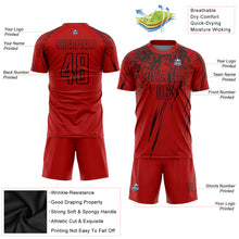 Загрузить изображение в средство просмотра галереи, Custom Red Black Sublimation Soccer Uniform Jersey