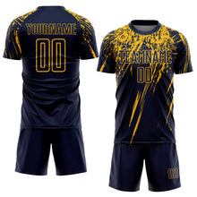 Load image into Gallery viewer, Custom Navy Yellow Sublimation Soccer Uniform Jersey