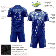 Laden Sie das Bild in den Galerie-Viewer, Custom Royal White Sublimation Soccer Uniform Jersey