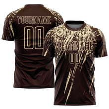 Load image into Gallery viewer, Custom Brown Cream Sublimation Soccer Uniform Jersey
