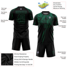 Laden Sie das Bild in den Galerie-Viewer, Custom Black Kelly Green Sublimation Soccer Uniform Jersey