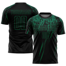 Laden Sie das Bild in den Galerie-Viewer, Custom Black Kelly Green Sublimation Soccer Uniform Jersey