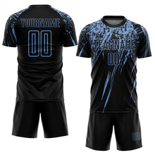 Charger l'image dans la galerie, Custom Black Light Blue Sublimation Soccer Uniform Jersey