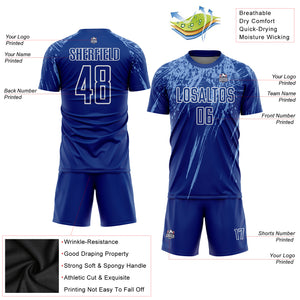 Custom Royal Light Blue-White Sublimation Soccer Uniform Jersey