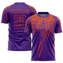 Load image into Gallery viewer, Custom Purple Orange Sublimation Soccer Uniform Jersey