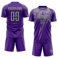 Load image into Gallery viewer, Custom Purple Gray-Black Sublimation Soccer Uniform Jersey