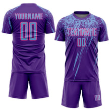 Load image into Gallery viewer, Custom Purple Light Blue-Pink Sublimation Soccer Uniform Jersey
