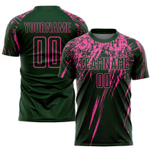 Load image into Gallery viewer, Custom Green Pink Sublimation Soccer Uniform Jersey