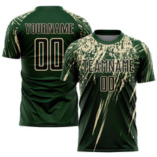 Load image into Gallery viewer, Custom Green Black-Cream Sublimation Soccer Uniform Jersey
