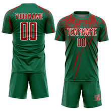 Load image into Gallery viewer, Custom Kelly Green Red-White Sublimation Soccer Uniform Jersey
