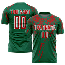 Load image into Gallery viewer, Custom Kelly Green Red-White Sublimation Soccer Uniform Jersey
