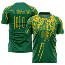 Load image into Gallery viewer, Custom Kelly Green Yellow Sublimation Soccer Uniform Jersey