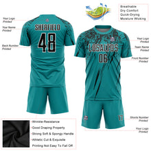 Load image into Gallery viewer, Custom Teal Black-White Sublimation Soccer Uniform Jersey