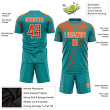 Load image into Gallery viewer, Custom Teal Orange-White Sublimation Soccer Uniform Jersey