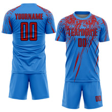 Laden Sie das Bild in den Galerie-Viewer, Custom Powder Blue Red-Navy Sublimation Soccer Uniform Jersey