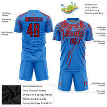 Laden Sie das Bild in den Galerie-Viewer, Custom Powder Blue Red-Navy Sublimation Soccer Uniform Jersey