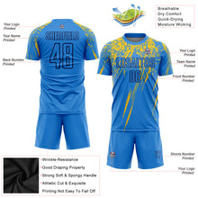 Laden Sie das Bild in den Galerie-Viewer, Custom Powder Blue Yellow-Navy Sublimation Soccer Uniform Jersey