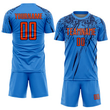 Laden Sie das Bild in den Galerie-Viewer, Custom Powder Blue Orange-Navy Sublimation Soccer Uniform Jersey