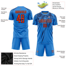 Laden Sie das Bild in den Galerie-Viewer, Custom Powder Blue Orange-Navy Sublimation Soccer Uniform Jersey