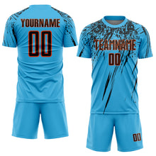 Charger l'image dans la galerie, Custom Sky Blue Black-Orange Sublimation Soccer Uniform Jersey