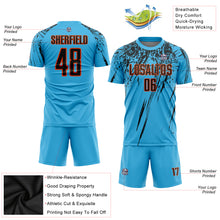 Charger l'image dans la galerie, Custom Sky Blue Black-Orange Sublimation Soccer Uniform Jersey