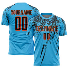 Charger l'image dans la galerie, Custom Sky Blue Black-Orange Sublimation Soccer Uniform Jersey