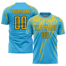 Load image into Gallery viewer, Custom Sky Blue Yellow-Black Sublimation Soccer Uniform Jersey
