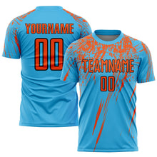 Load image into Gallery viewer, Custom Sky Blue Orange-Black Sublimation Soccer Uniform Jersey
