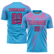 Load image into Gallery viewer, Custom Sky Blue Pink-Black Sublimation Soccer Uniform Jersey
