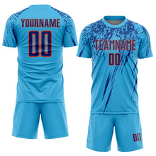 Load image into Gallery viewer, Custom Sky Blue Royal-Orange Sublimation Soccer Uniform Jersey

