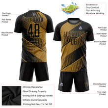 Laden Sie das Bild in den Galerie-Viewer, Custom Old Gold Black Sublimation Soccer Uniform Jersey