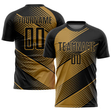 Laden Sie das Bild in den Galerie-Viewer, Custom Old Gold Black Sublimation Soccer Uniform Jersey