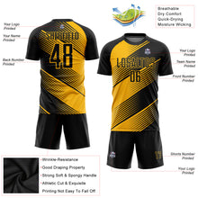 Загрузить изображение в средство просмотра галереи, Custom Gold Black Sublimation Soccer Uniform Jersey