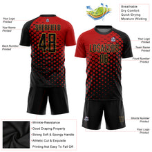 Загрузить изображение в средство просмотра галереи, Custom Red Black-Old Gold Sublimation Soccer Uniform Jersey
