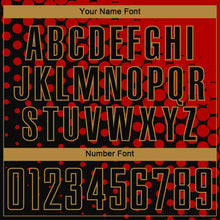 Загрузить изображение в средство просмотра галереи, Custom Red Black-Old Gold Sublimation Soccer Uniform Jersey