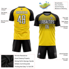 Load image into Gallery viewer, Custom Yellow White-Black Sublimation Soccer Uniform Jersey