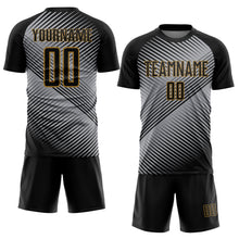 Charger l'image dans la galerie, Custom Gray Black-Old Gold Sublimation Soccer Uniform Jersey