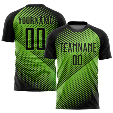 Custom Neon Green Black Sublimation Soccer Uniform Jersey