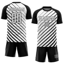 Laden Sie das Bild in den Galerie-Viewer, Custom Black White Sublimation Soccer Uniform Jersey