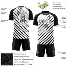 Laden Sie das Bild in den Galerie-Viewer, Custom Black White Sublimation Soccer Uniform Jersey