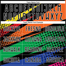 Laden Sie das Bild in den Galerie-Viewer, Custom Black Orange-Kelly Green Sublimation Soccer Uniform Jersey