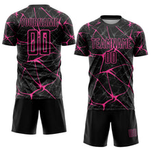 Laden Sie das Bild in den Galerie-Viewer, Custom Black Pink Sublimation Soccer Uniform Jersey